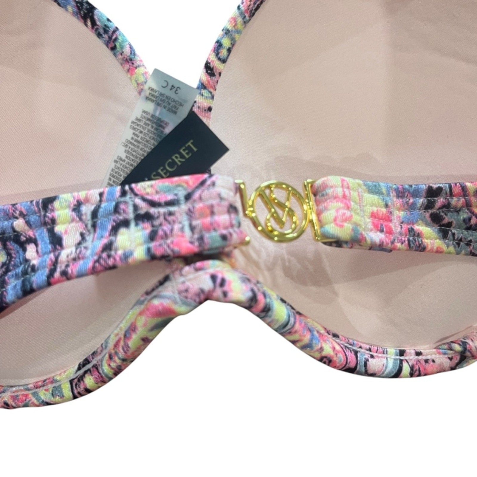 Victoria's Secret Women Bikini Swimsuit Size 34C Top and Small Bottom Multicolor
