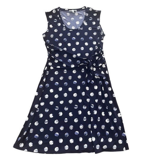 CHAUS Womens Batik Shibori Evening Navy Sleeveless Dress Size Large NWT