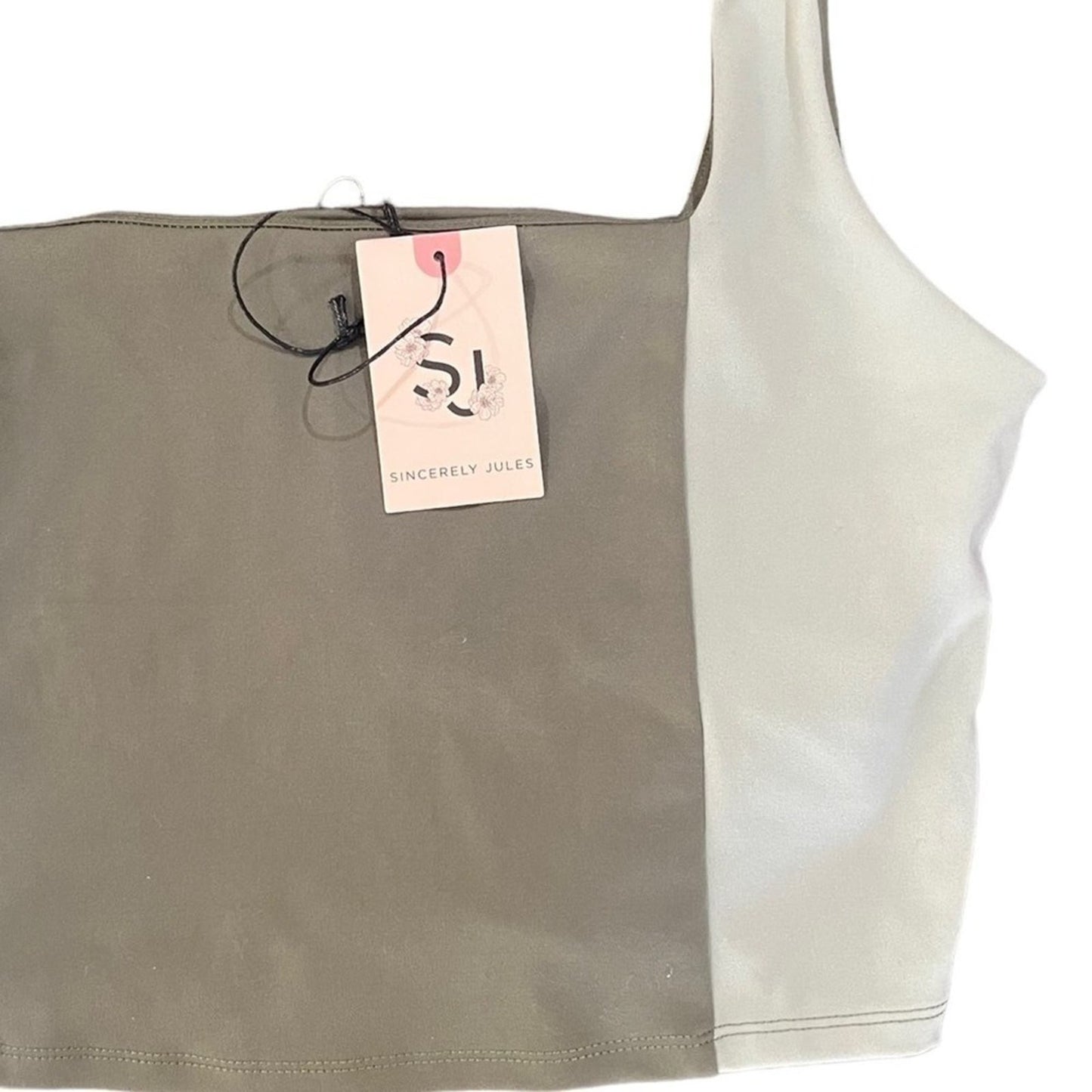Sincerely Jules Athletic Crop Top Womens Medium Green Activewear Workout Gym NWT