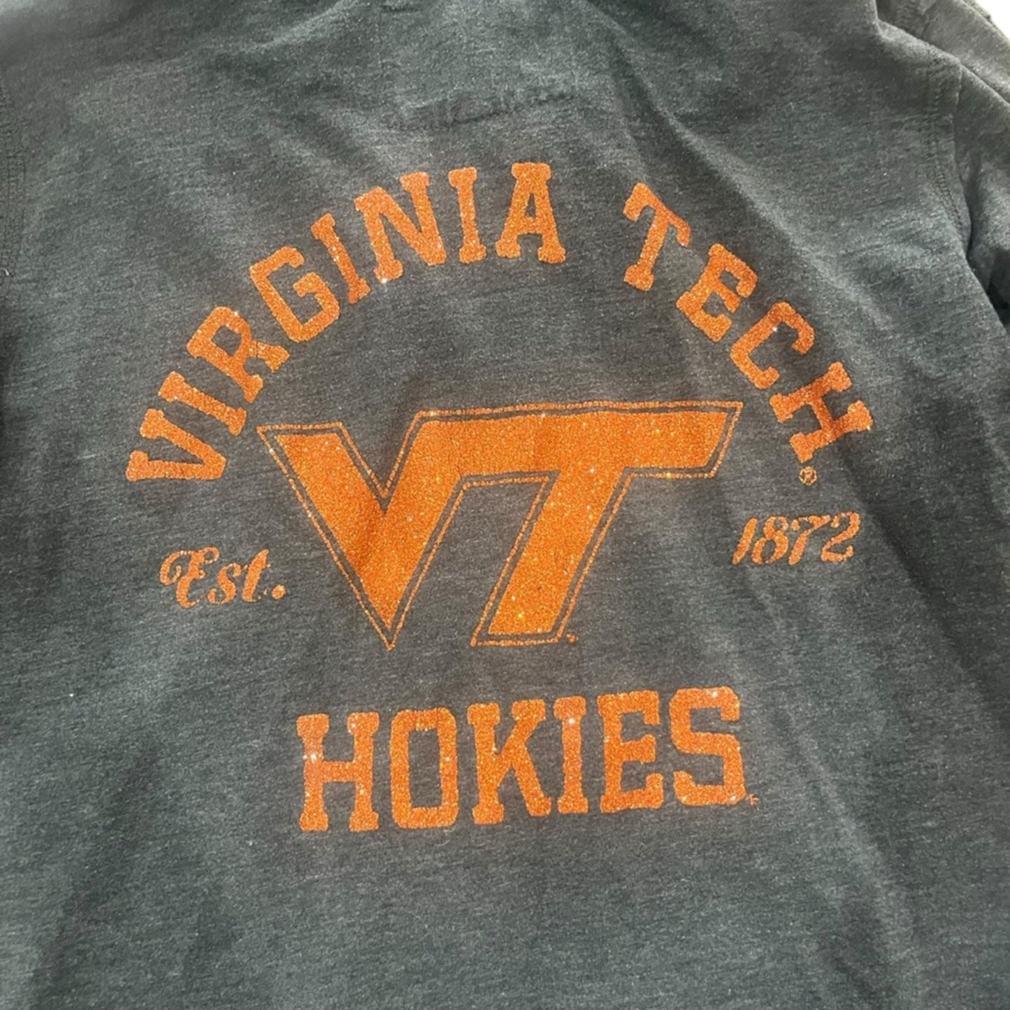 Virginia Tech VT Three Square Dark Gray Full Zip Long Sleeve Hoodie Size Medium