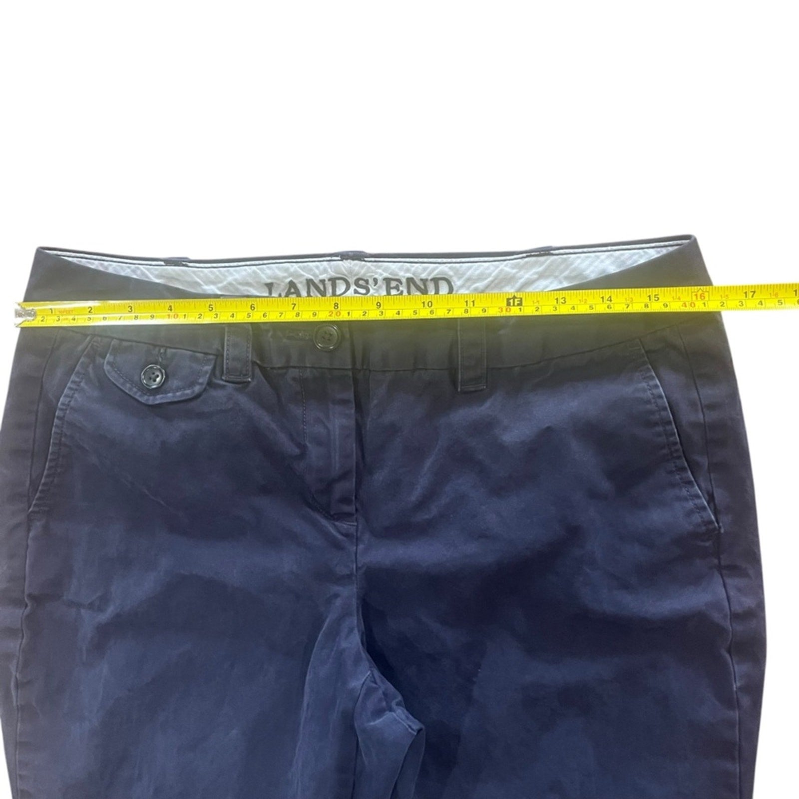Lands End Chino Pants Womens Size 10 Dark Blue Navy Flat Front Straight Leg