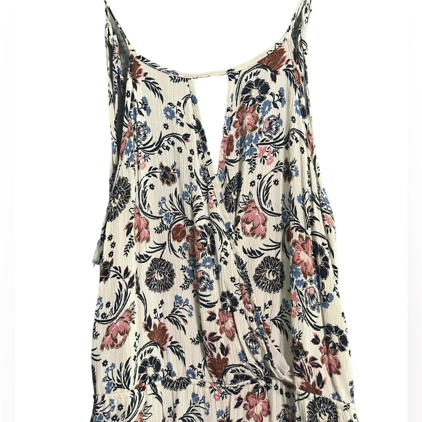 American Eagle Maxi Womens Size Medium Long Floral Keyhole Tassel Tie Dress