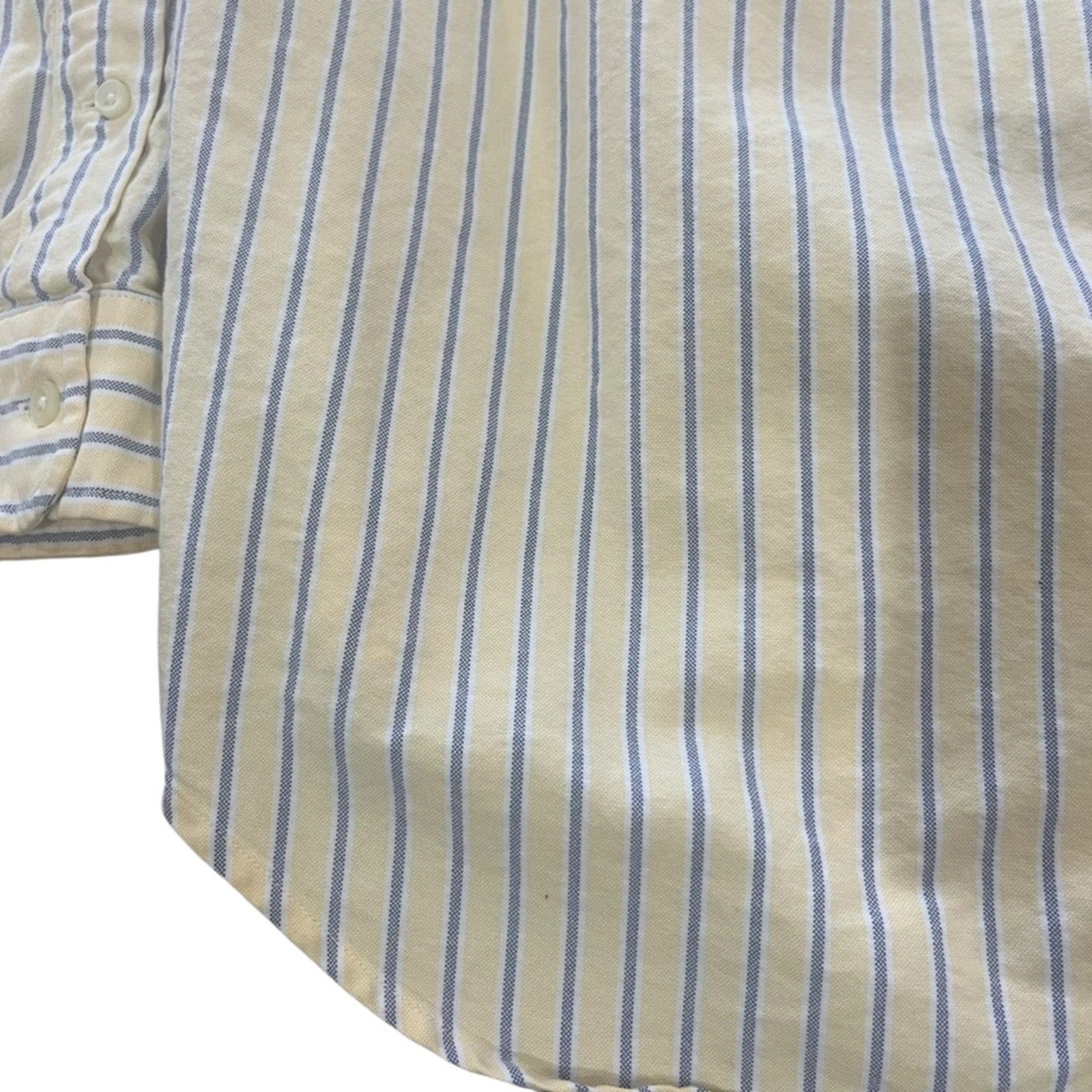 Ralph Lauren Button Down Shirt Men Medium Yellow Blue Stripe Long Sleeve Classic