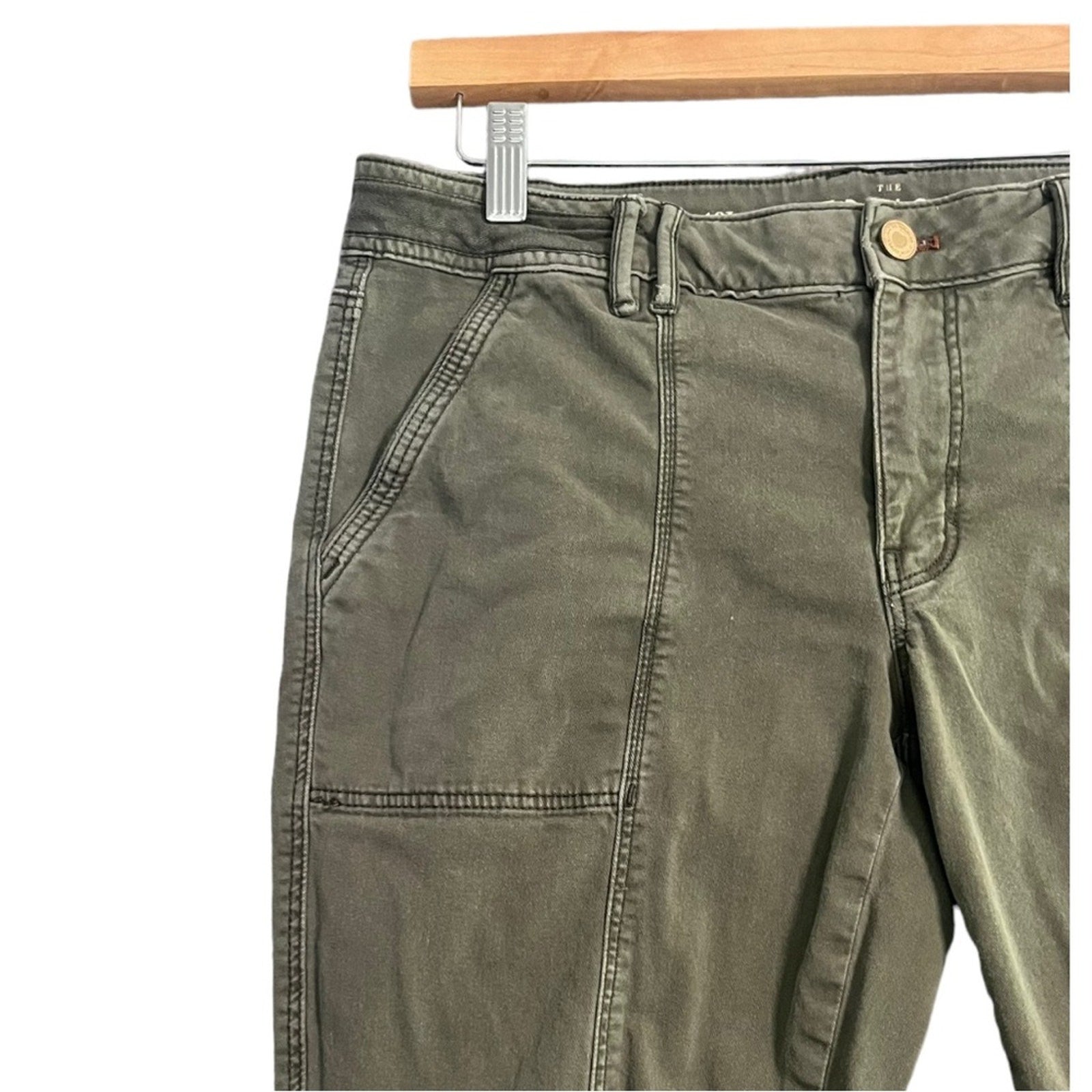 White House Black Market Womens Crop Pants Size 10L Green The Straight 
