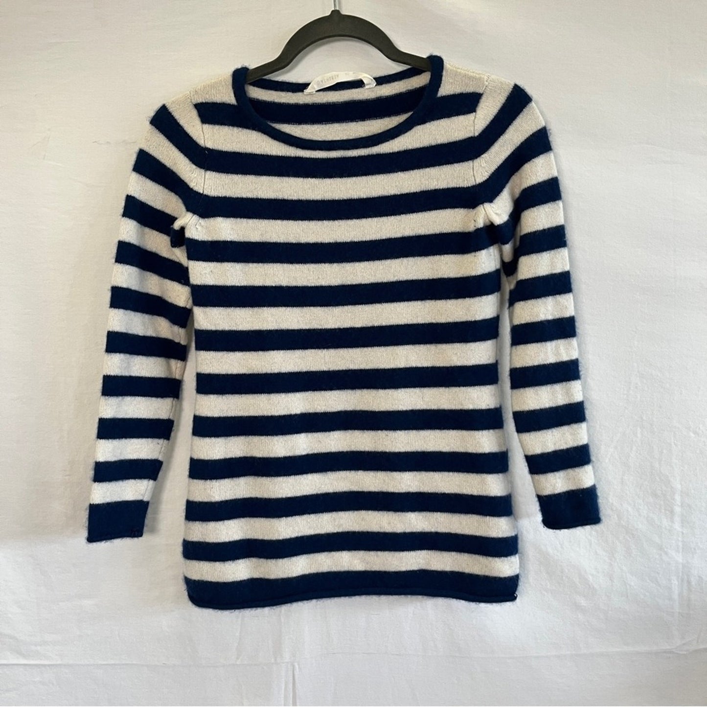 Athleta Backcountry 100% Cashmere Sweater Womens Size XS Blue White Striped Soft
