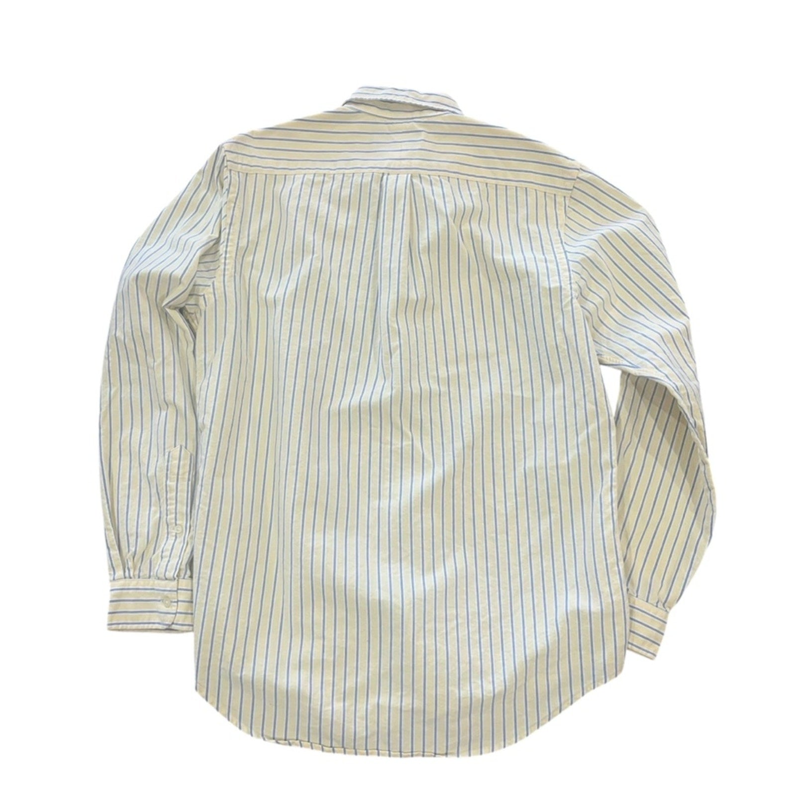 Ralph Lauren Button Down Shirt Men Medium Yellow Blue Stripe Long Sleeve Classic