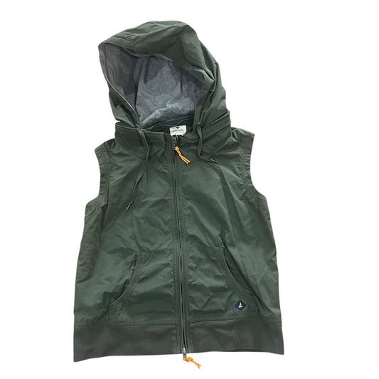 Sperry Vest Womens Size Large Olive Green Full Zip Sleeveless Hooded Outdoor 