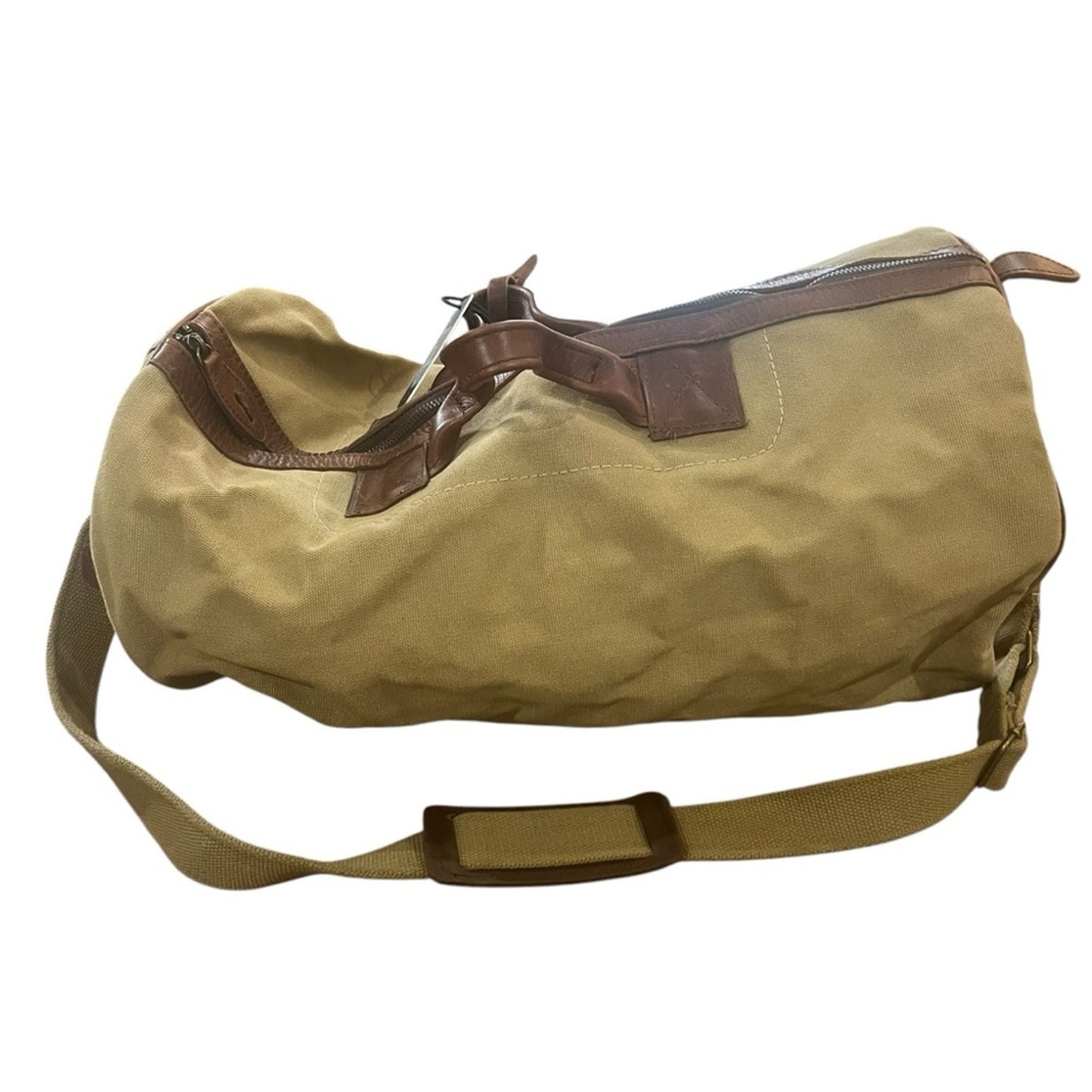 Melvill & Moon Brown Medium Canvas Safari Duffel Bag With Shoulder Strap Leather