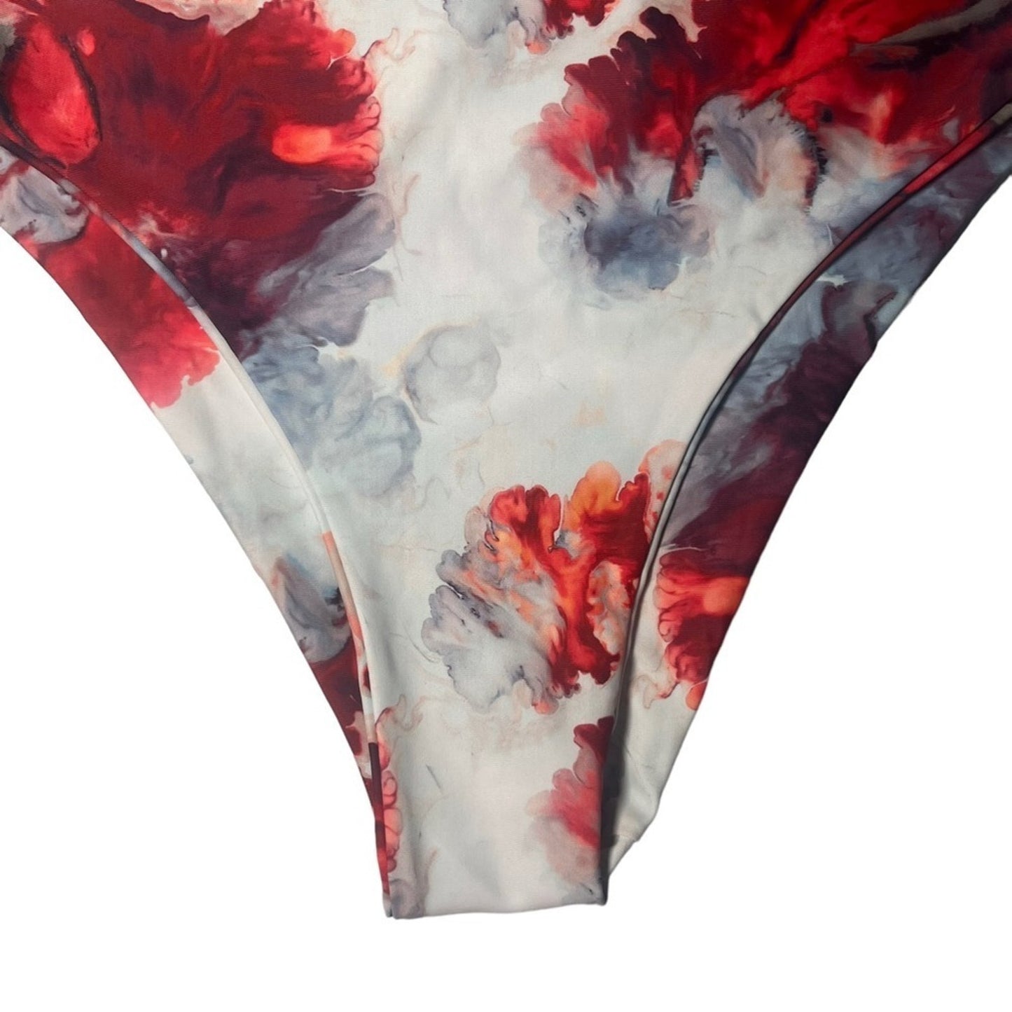 ROMWE Womens Bikini Swimsuit Size Small Red Black Tie Dye Split Thigh High