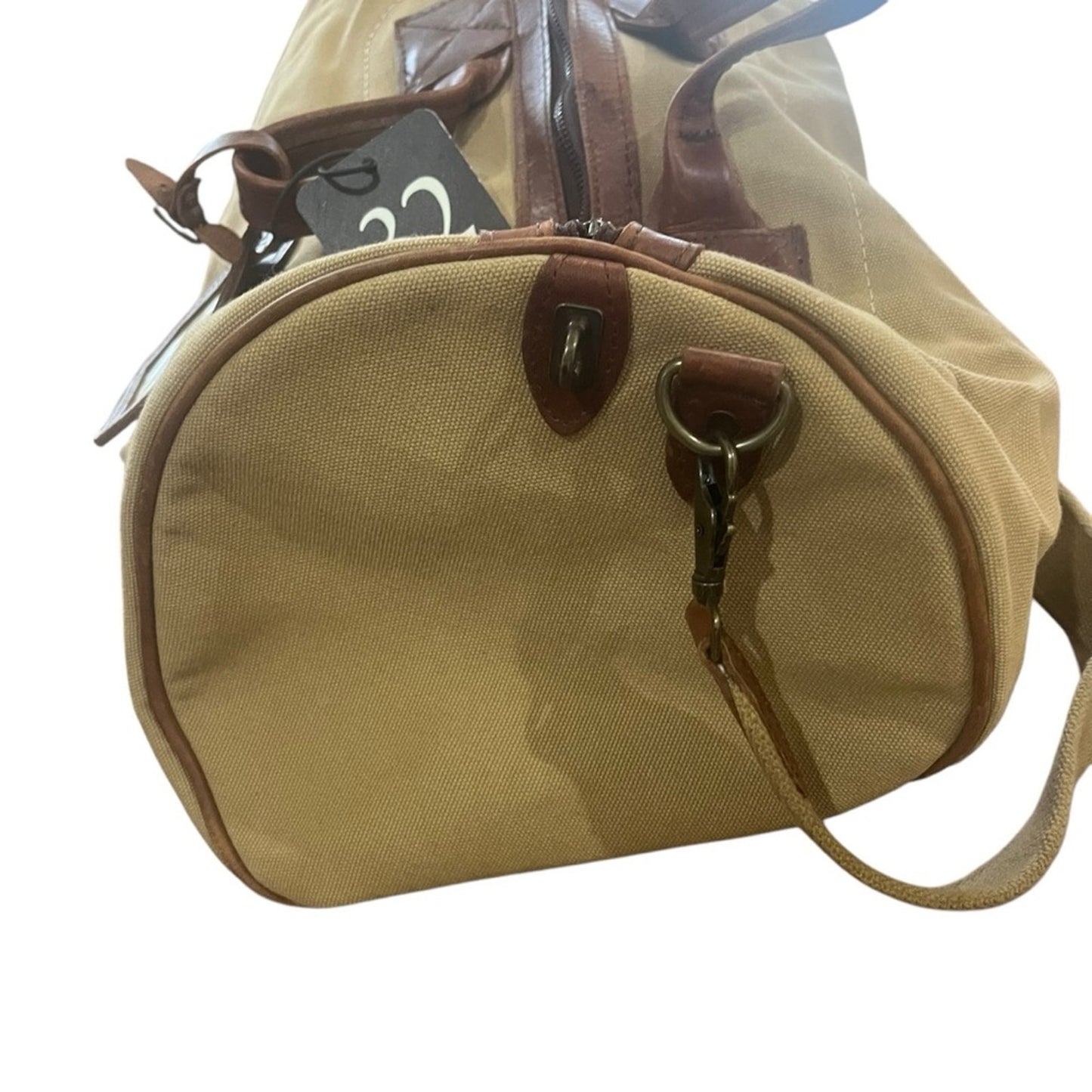 Melvill & Moon Brown Medium Canvas Safari Duffel Bag With Shoulder Strap Leather