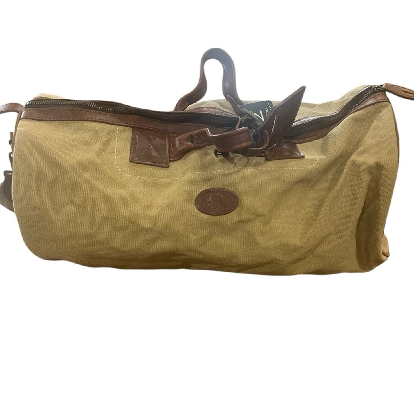 Melvill & Moon Brown Medium Canvas Safari Duffel Bag With Shoulder Strap Leather